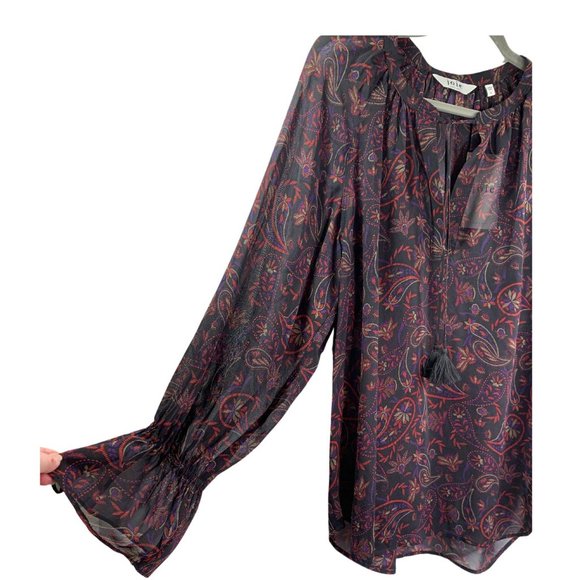 Joie Cecarina 100% Silk Long Sleeve Blouse with Cuff Sleeve Detail Size XL NWT - Picture 8 of 16